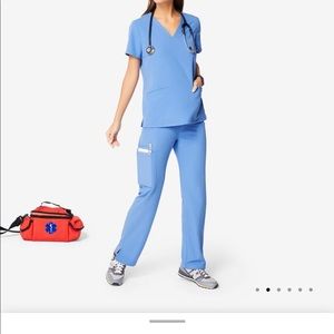 FIGS kade cargo scrub pants - XS TALL - ceil blue